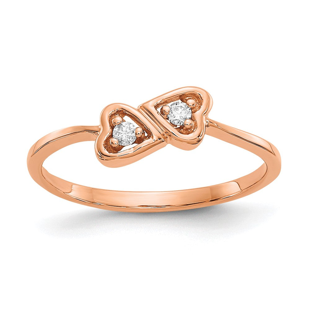 14k Rose Gold A Diamond heart ring