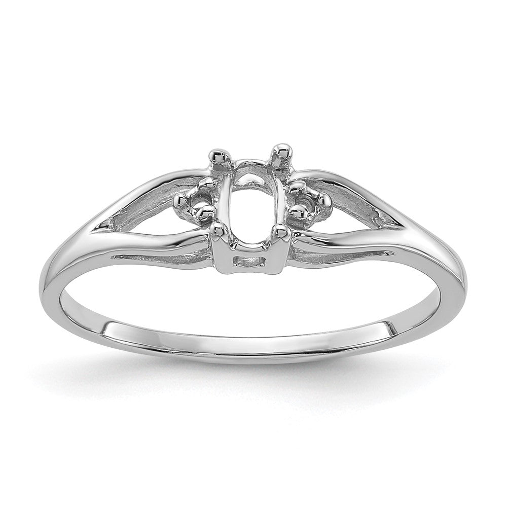 14k White Gold .02ct. Diamond & 5x3 Oval Gemstone Ring Mounting