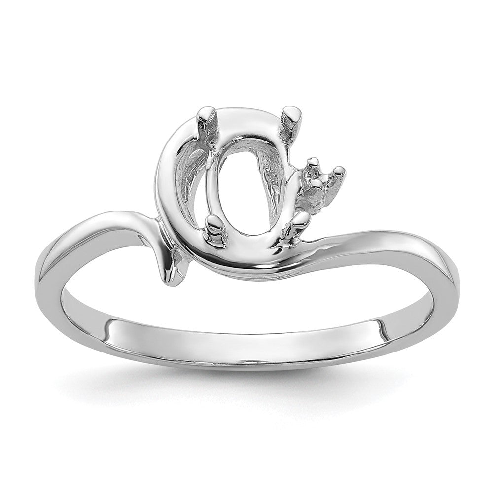 14k White Gold Polished .01ct. Diamond & 7x5 Oval Gemstone Ring Mounting