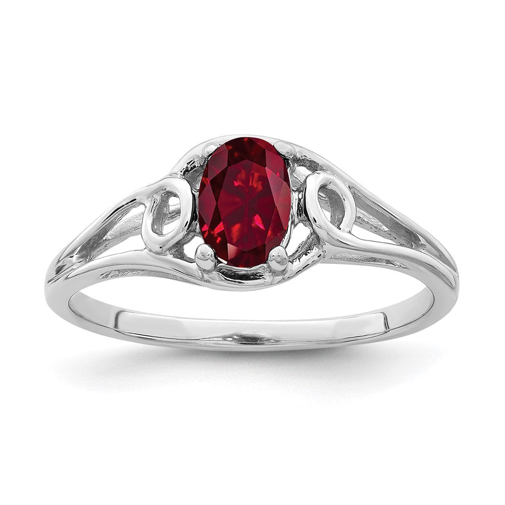 14k White Gold 6x4mm Oval Created Ruby ring