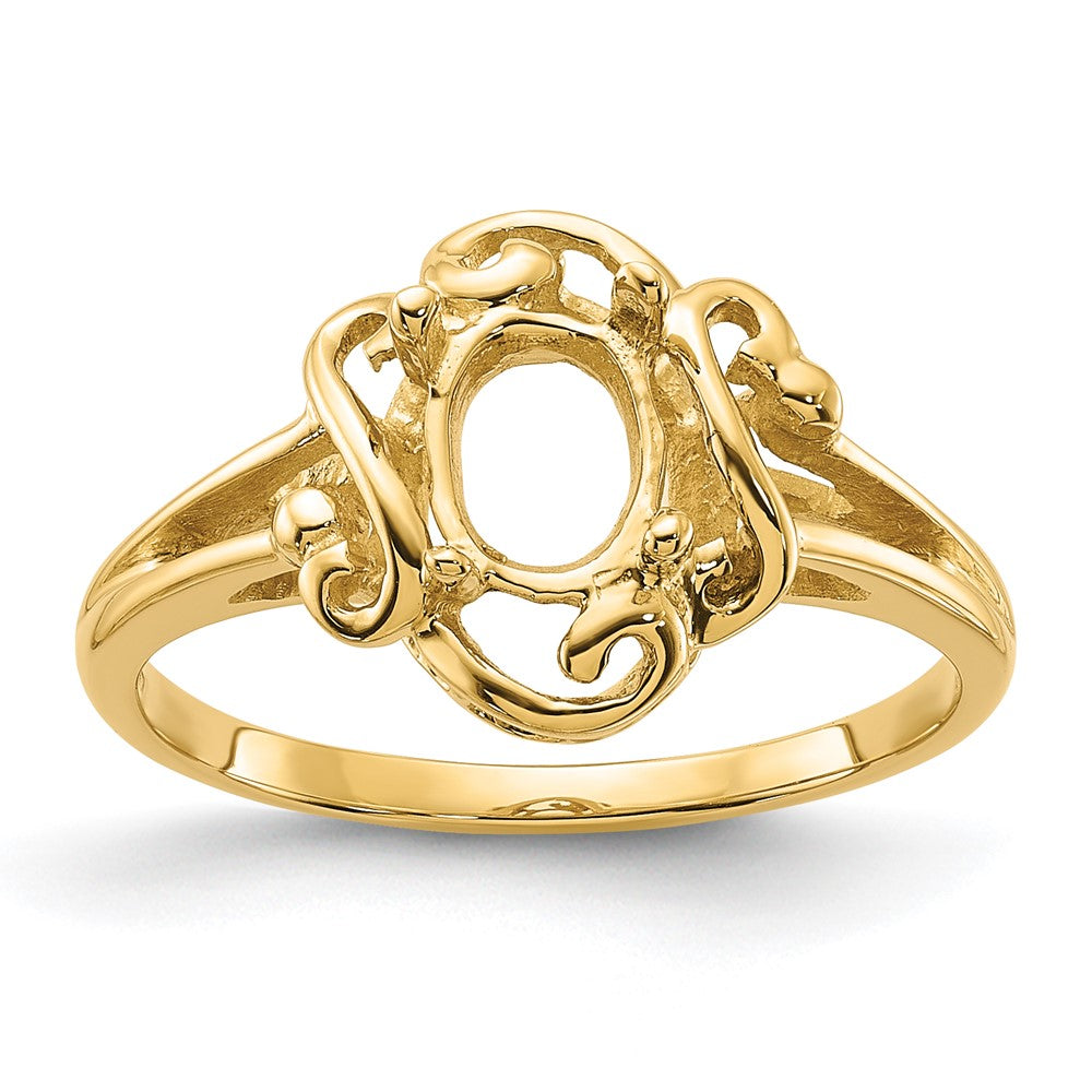 14k Polished 7x5 Oval Gemstone Ring Mounting