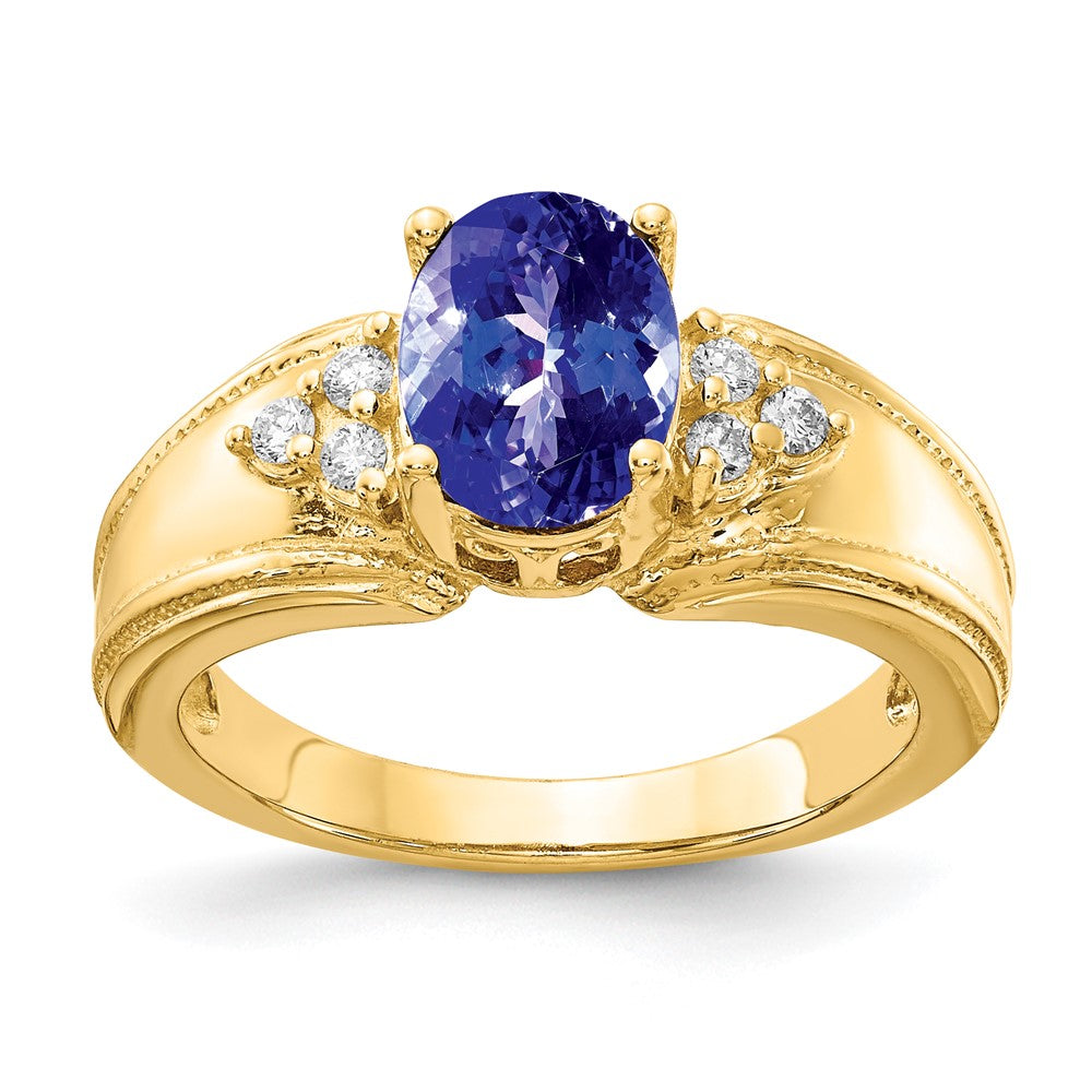 14k 8x6mm Oval Tanzanite AAA Diamond ring