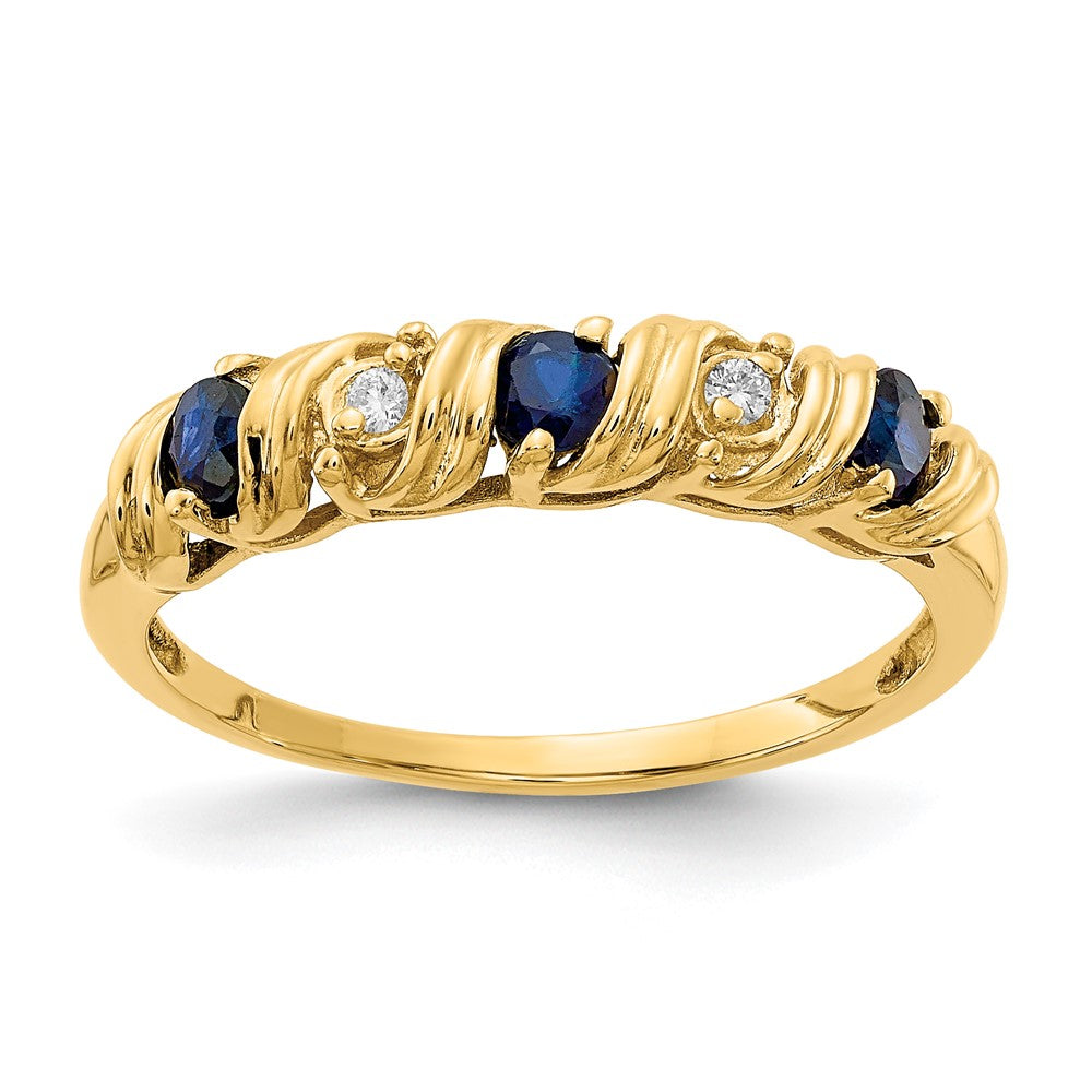 14k 2.75mm Sapphire A Diamond ring