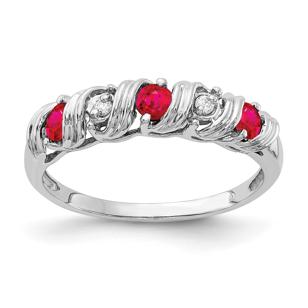 14k White Gold 2.75mm Ruby VS Diamond ring