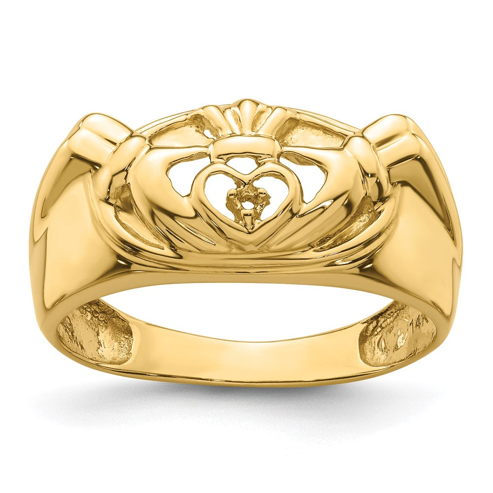14k White Gold Men's Claddagh Band Mounting