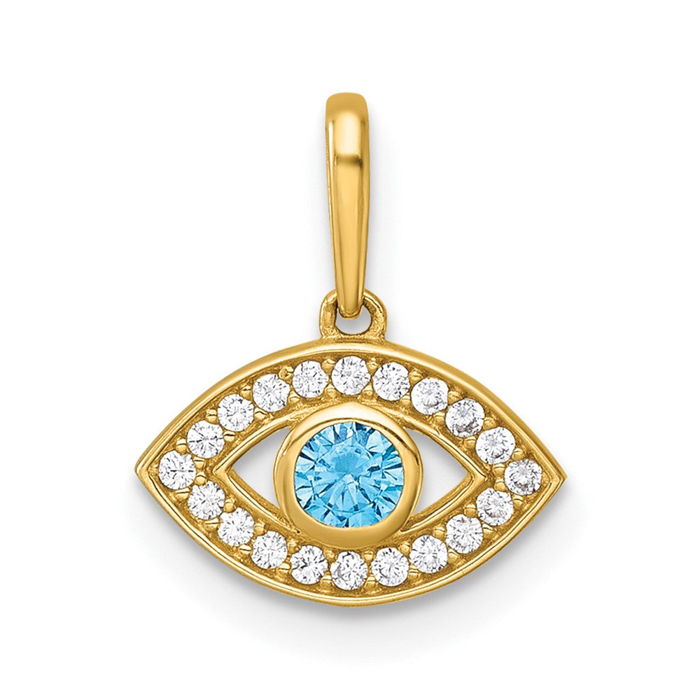 14k Polished CZ Evil Eye Pendant
