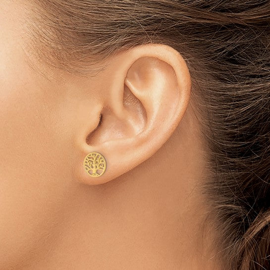 14k Round Tree Post Earrings