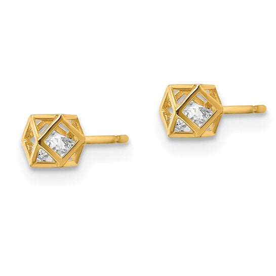14k CZ Post Earrings