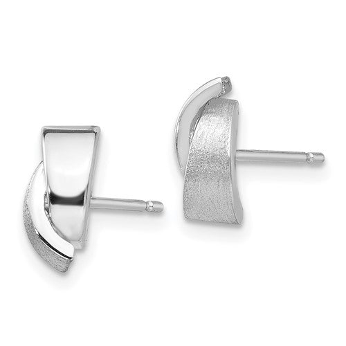 14k White Gold Polished and Satin Fancy Post Earrings