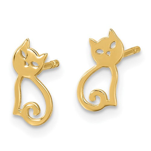 14K Polished Cat Post Earrings