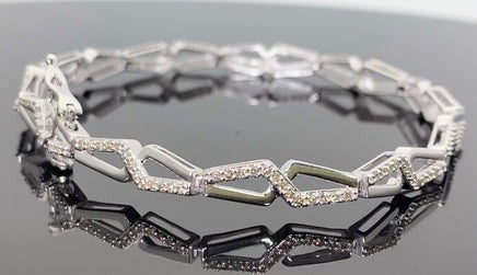 10K WHITE GOLD 1 CARAT NATURAL DIAMOND 7 INCHES 5 MM BRACELET