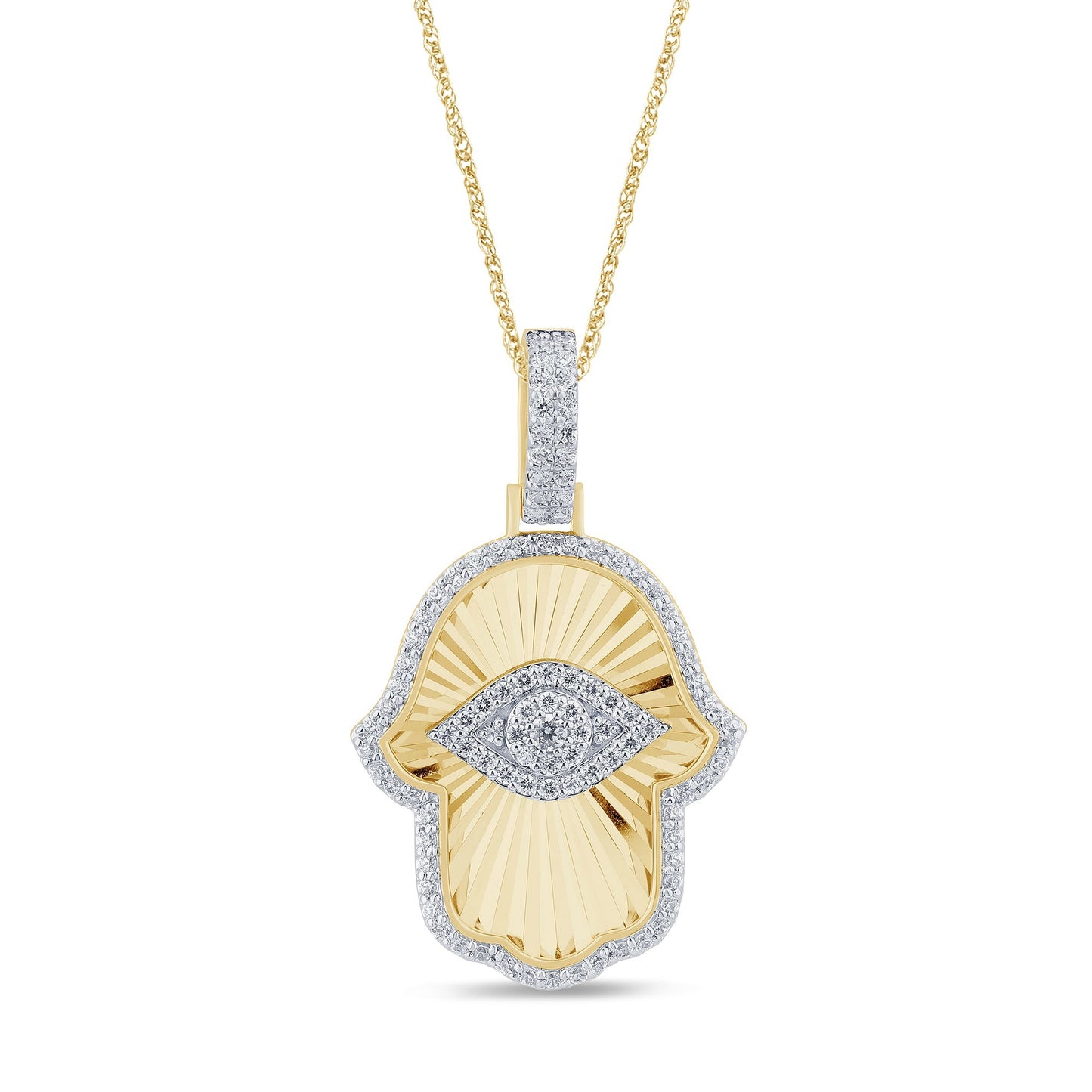 10K YELLOW GOLD .60 CARAT NATURAL DIAMOND 1.35 INCHES PENDANT CHARM