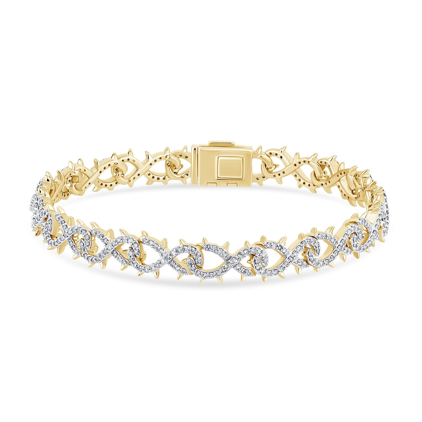 10K YELLOW GOLD 2.75 CARAT REAL DIAMONDS 8.50 INCHES 9 MM 24.04 GRAM GOLD BRACELET