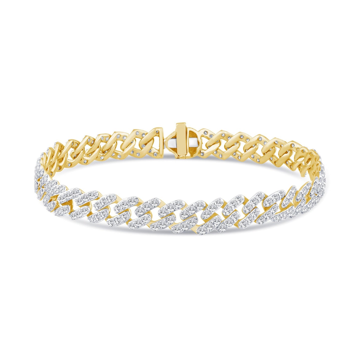 10K YELLOW GOLD 6.50 CARAT REAL DIAMOND 16.10 GRAMS 8 MM 8.50 INCHES CUBAN LINK BRACELET