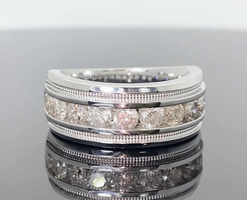 10K WHITE GOLD 1.60 CARAT NATURAL DIAMOND WEDDING BAND ENGAGEMENT RING