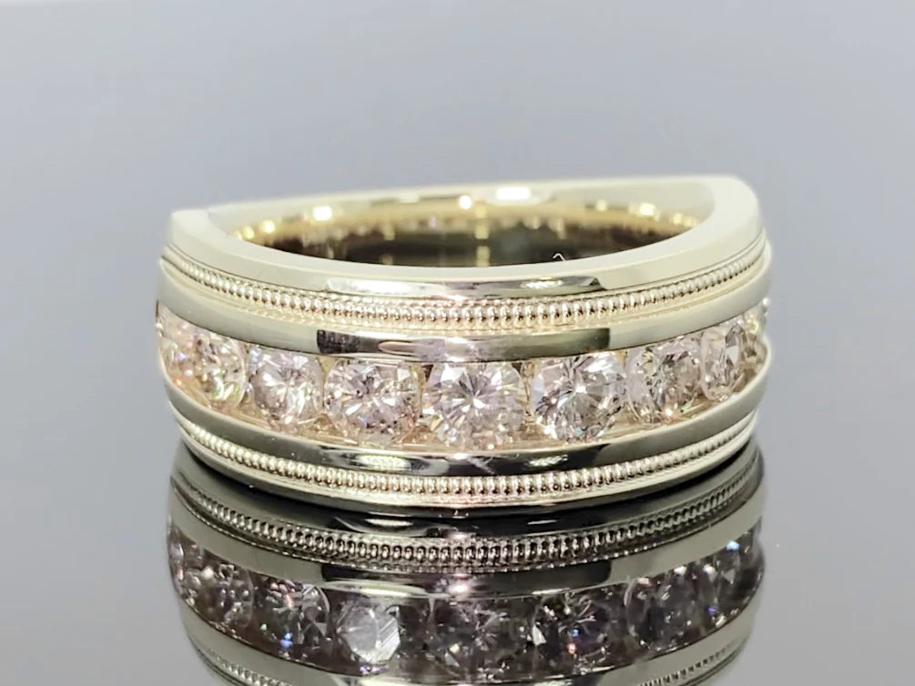 10K YELLOW GOLD 1.60 CARAT NATURAL DIAMOND WEDDING BAND ENGAGEMENT RING