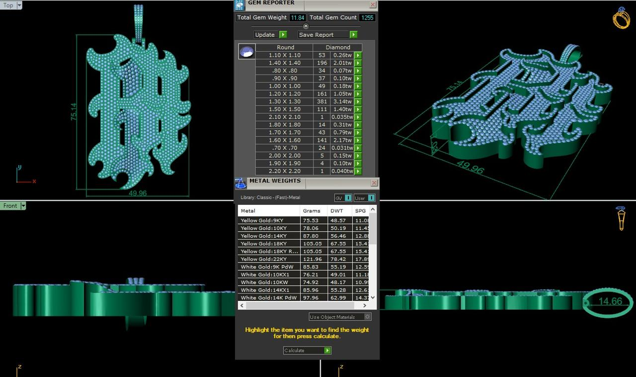 Custom RR Pendant Gold and Diamond