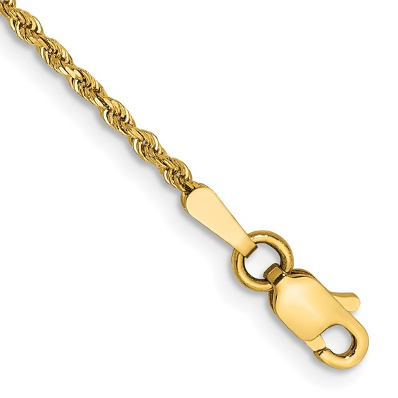 14K ''7 to 10 Inch'' Diamond-cut Rope with Lobster Clasp Chain