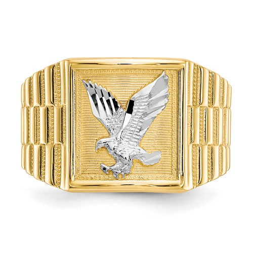 10k and Rhodium Men's Eagle Ring