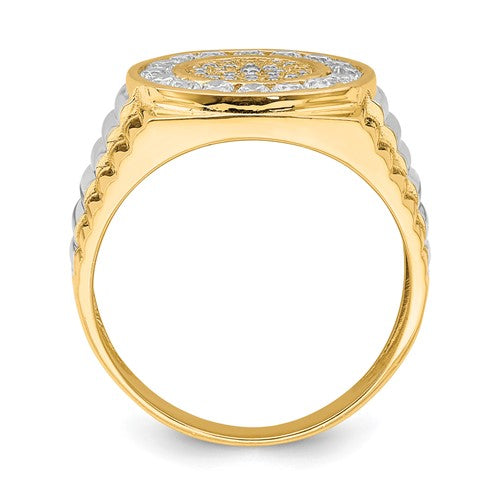 10K with Rhodium CZ Mens Ring