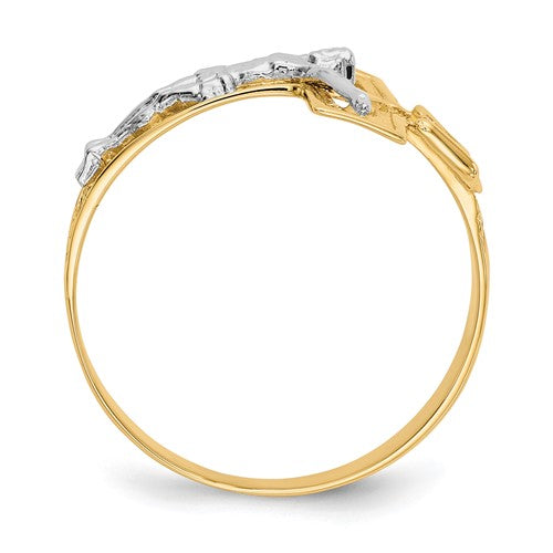 10K Two-tone Crucifix Men's Ring