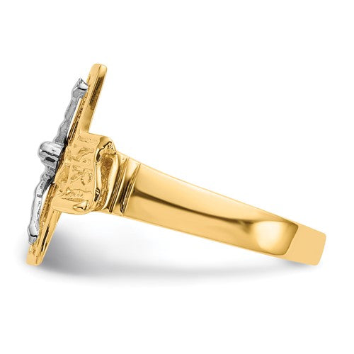 10K Two-tone Crucifix Men's Ring