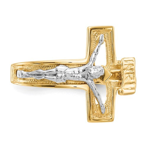 10K Two-tone Crucifix Men's Ring