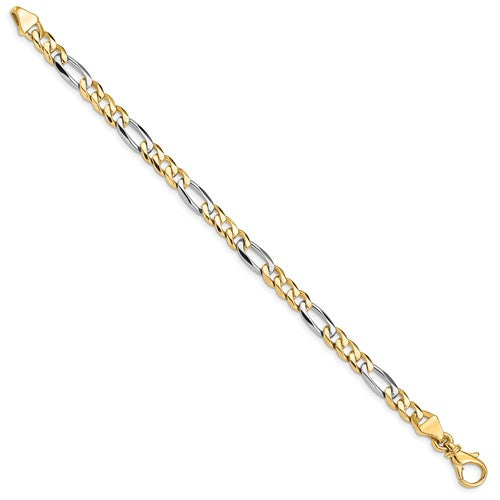10k Two-tone 5.8mm Hand Polished Fancy Link Bracelet