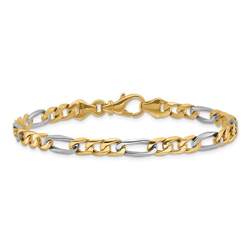 10k Two-tone 5.8mm Hand Polished Fancy Link Bracelet