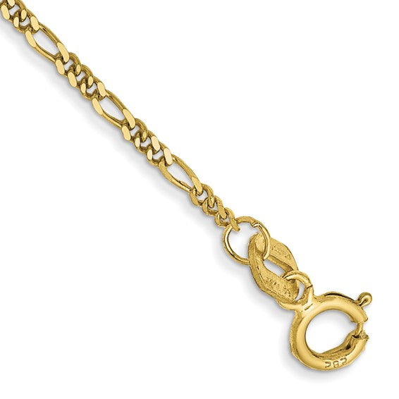 10k 1.25mm 6 in Flat Figaro Pendant Chain