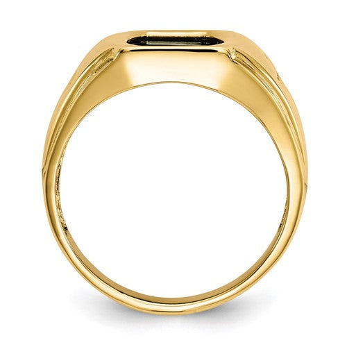 10k Onyx and .01ct Diamond Mens Cross Ring