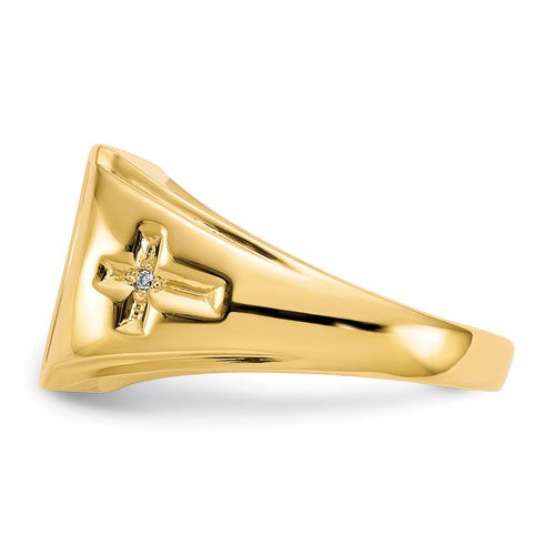 10k Onyx and .01ct Diamond Mens Cross Ring