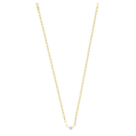 Herco 14K Two-tone Diamond Oval Link 18 inch Necklace