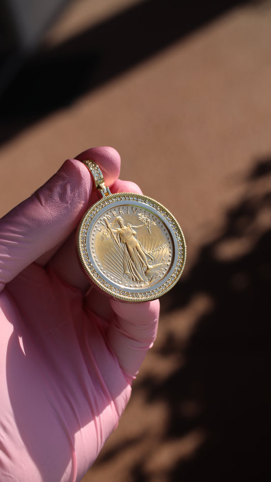 PURE GOLD COIN 24k AND 14k GOLD DIAMOND FRAME (CUSTOM)