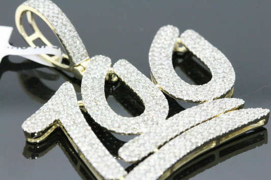 10K SOLID YELLOW GOLD 2.75 CARAT REAL DIAMOND 1.75" 100 PERCENT EMOJI PENDANT CHARM