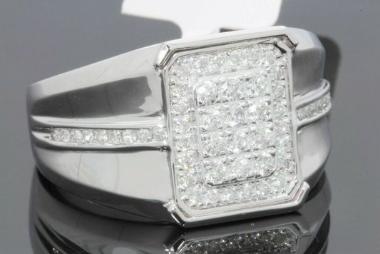 10K SOLID WHITE GOLD .75 CARAT REAL DIAMOND ENGAGEMENT RING WEDDING PINKY BAND