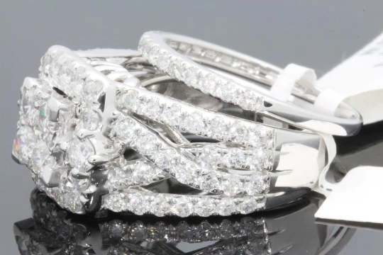 10K WHITE GOLD 3.25 CARAT WOMEN REAL DIAMOND ENGAGEMENT RING WEDDING BAND RING SET
