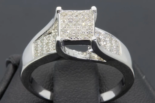 .25 CARAT WOMENS LADIES STERLING SILVER REAL DIAMOND ENGAGEMENT BRIDAL WEDDING RING