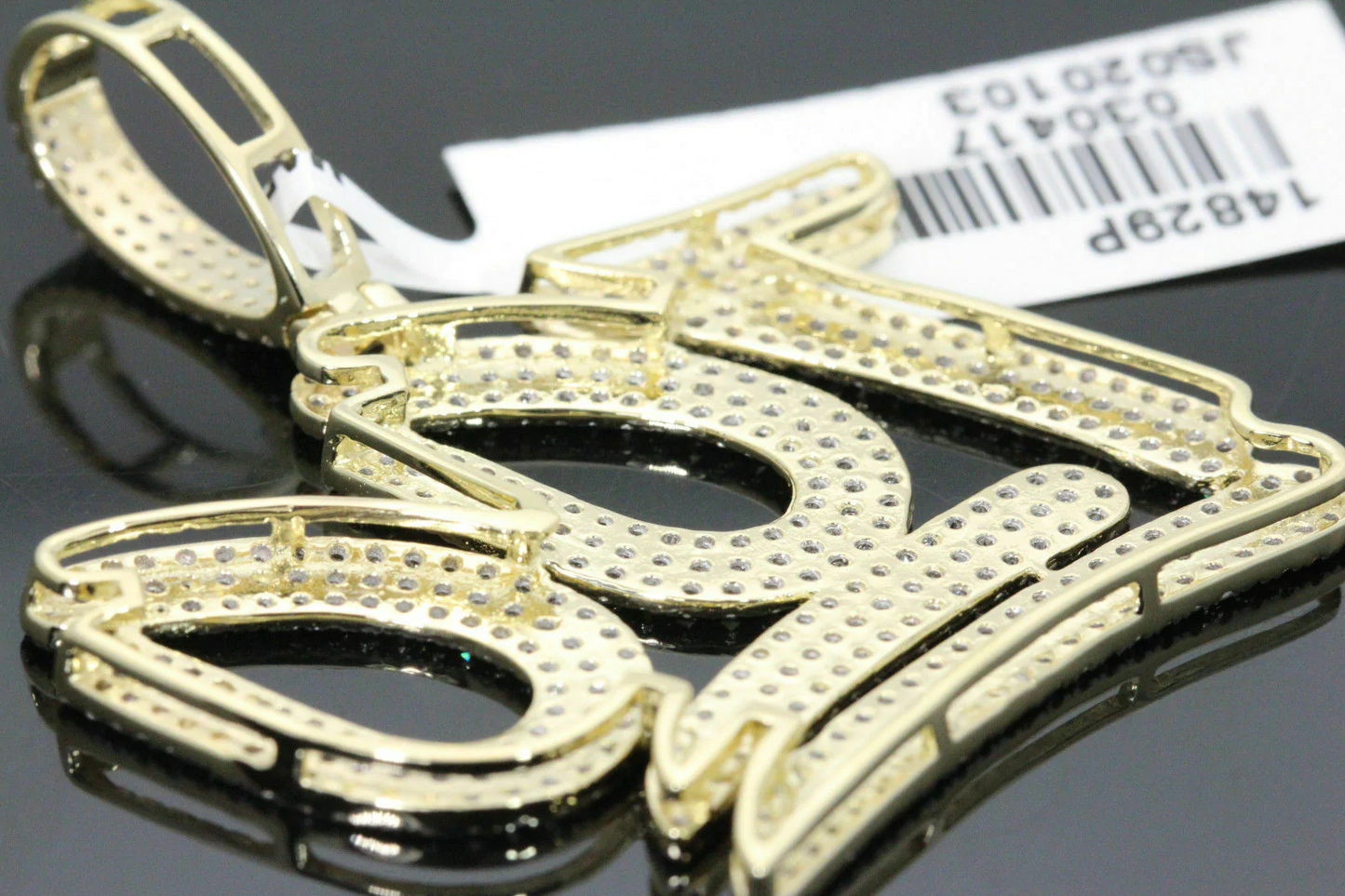 10K SOLID YELLOW GOLD 2.75 CARAT REAL DIAMOND 1.75" 100 PERCENT EMOJI PENDANT CHARM