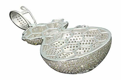 4.25 CARAT REAL DIAMONDS STERLING SILVER RHODIUM DIAMOND MONEY BAG PENDANT CHARM/ SKU 14823P