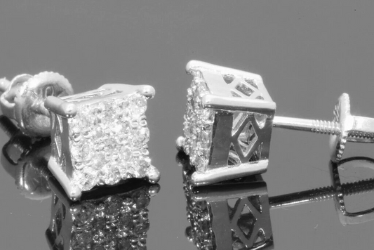 10K WHITE GOLD .40 CARAT MENS/WOMENS 5mm 100% GENUINE DIAMONDS EARRING STUDS