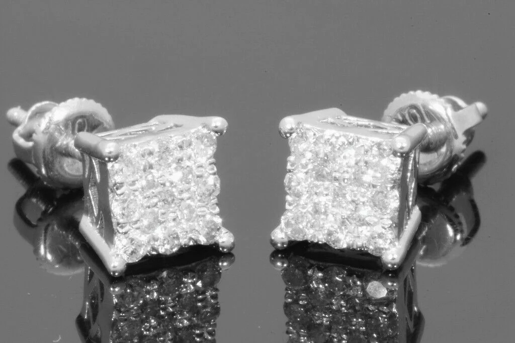 10K WHITE GOLD .40 CARAT MENS/WOMENS 5mm 100% GENUINE DIAMONDS EARRING STUDS