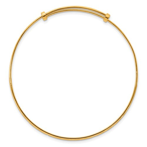 24k Polished Satin and Diamond-cut Adjustable Bangle