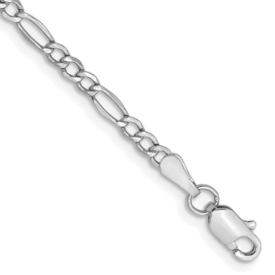 14k 2.5mm White Gold Figaro Chain