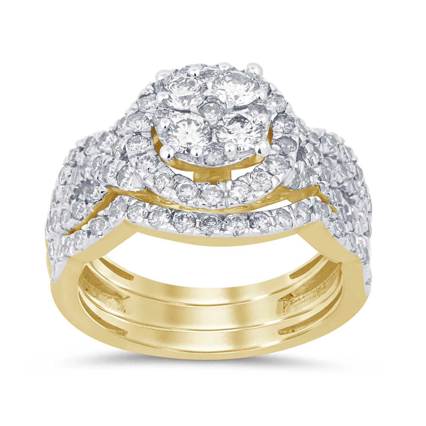 10K YELLOW GOLD 1.75 CARAT WOMEN REAL DIAMOND ENGAGEMENT RING WEDDING BAND BRIDAL SET / SKU BD1R3277G-YG