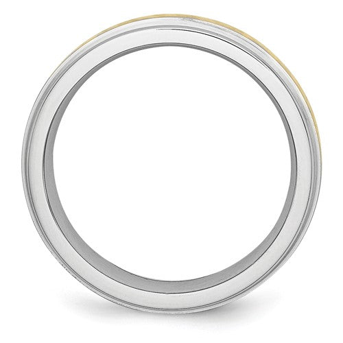 Chisel Cobalt 14k Gold Inlay Satin and Polished 6mm Band