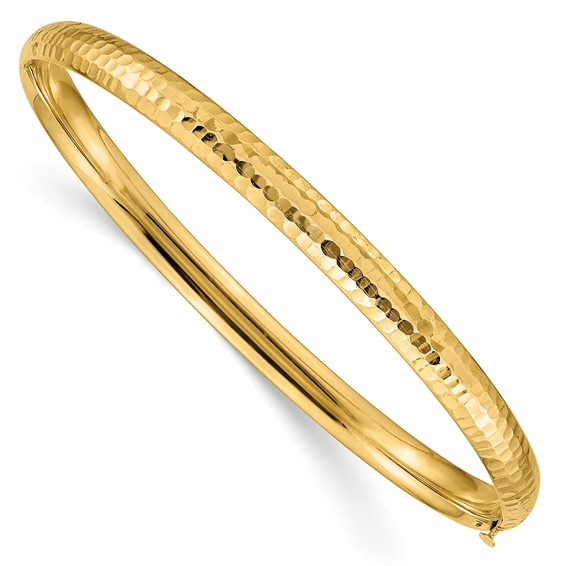 FANCY HAMMERED HINGED BANGLE BRACELET 14k 3/16 / SKU DB106