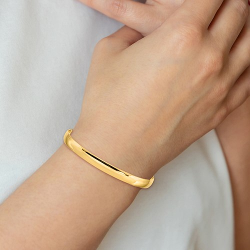 SOLID POLISHED HALF-ROUND SLIP-ON BANGLE 14k 6mm / SKU DB310