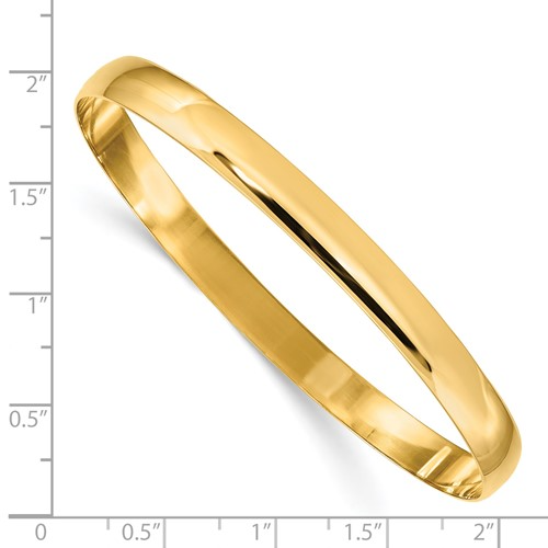 SOLID POLISHED HALF-ROUND SLIP-ON BANGLE 14k 6mm / SKU DB310