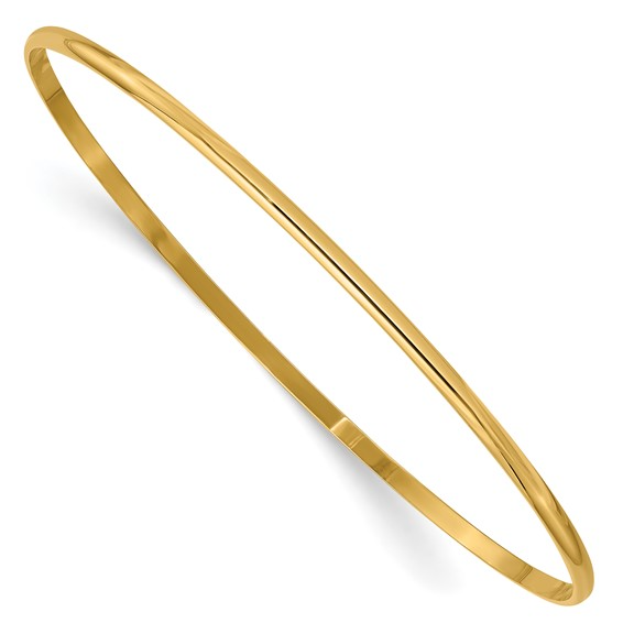 SOLID POLISHED HALF-ROUND SLIP-ON BANGLE14K 2mm / SKU DB312